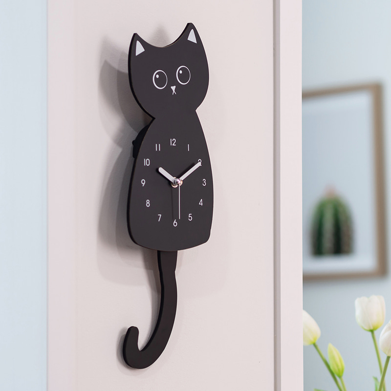 FLAITO New Black Cat Silent Wall Clock - Image 2