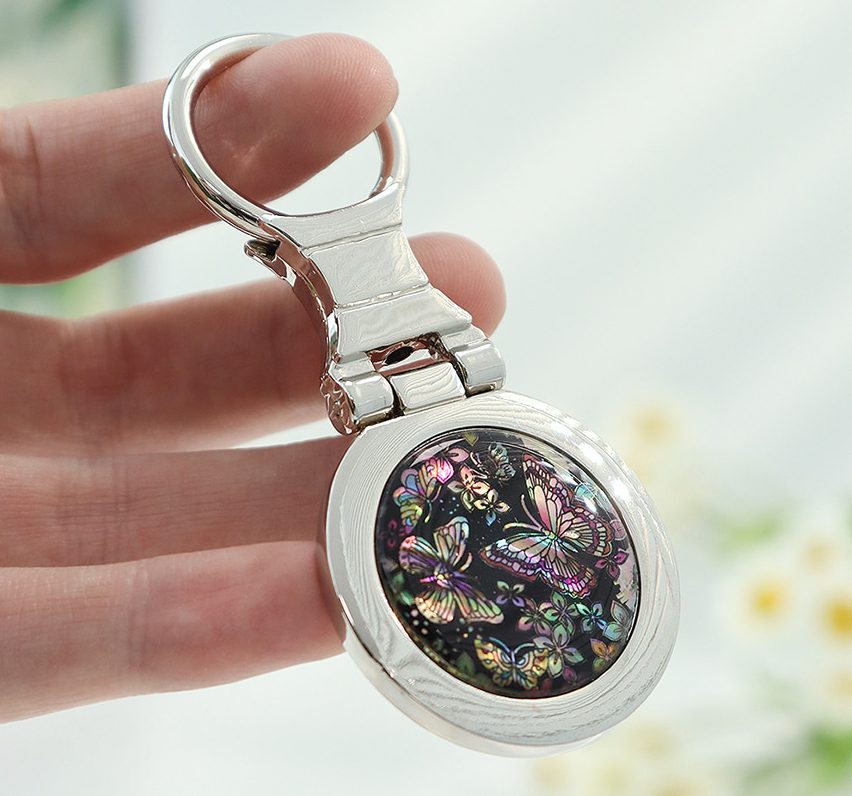 Mother-of-pearl Keychain Round-N - Image 2