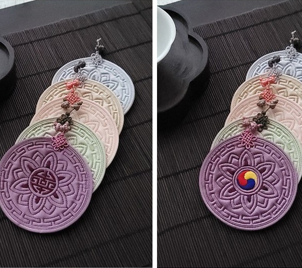 Korean Traditional Lotus Flower Coaster Set 5P