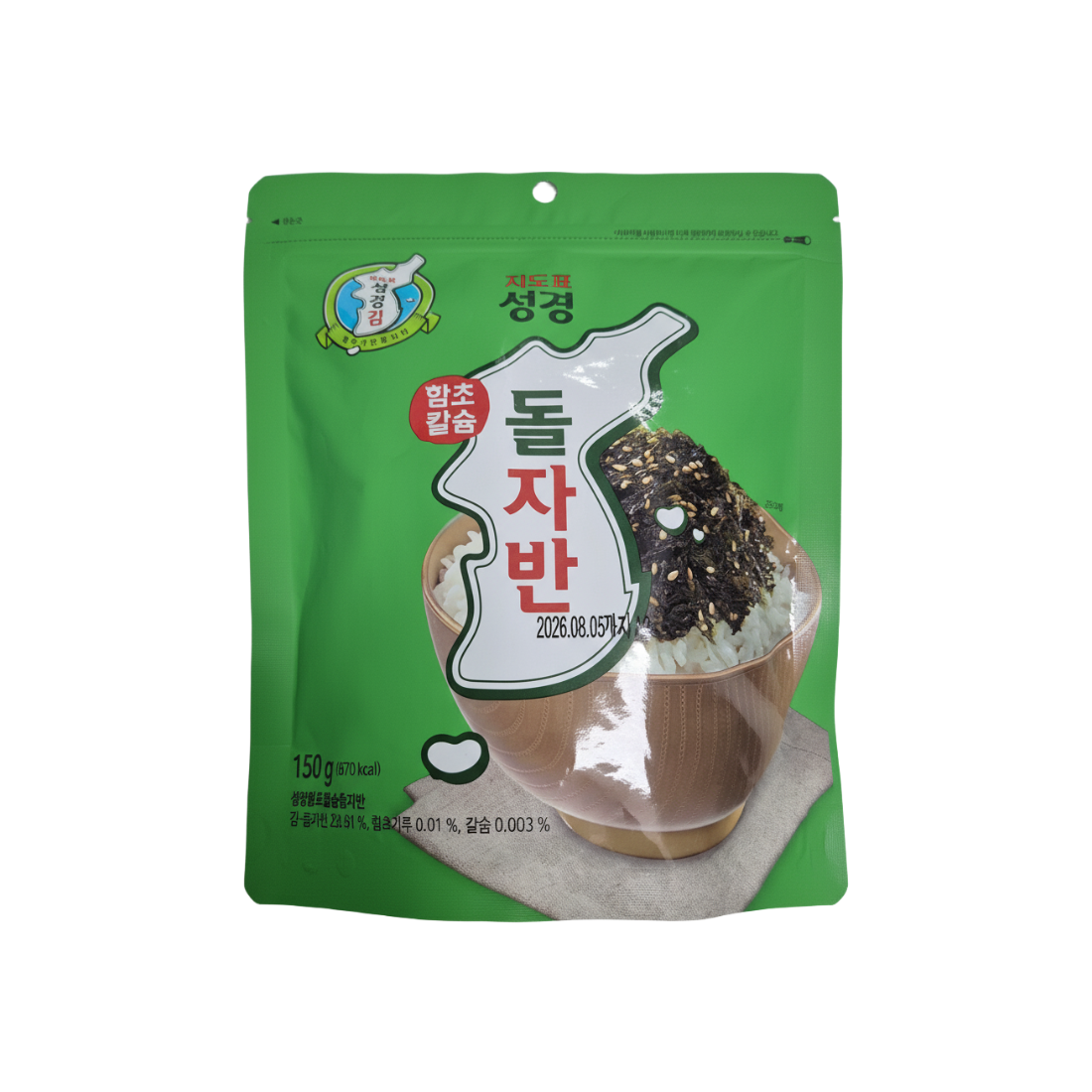 Jidopyo Seonggyeong Kim Hamcho Calcium Seasoned Seaweed Flakes 150g x 3 Bags