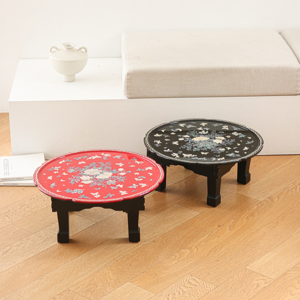 Najeonchilgi Vivid Butterfly Peony Round Folding Table 45cm