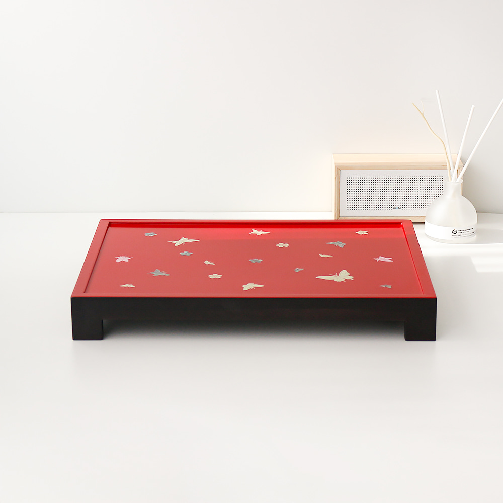 Najeonchilgi Mother-of-Pearl Butterfly Tea Tray - Antique Style Rectangle - Image 6