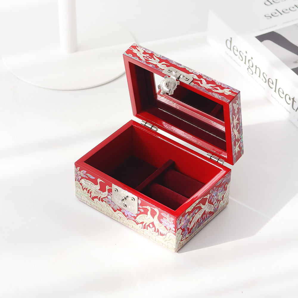 Korean Najeonchilgi Mother of Pearl Crane Pine Mini Jewelry Box 12cm - Image 11