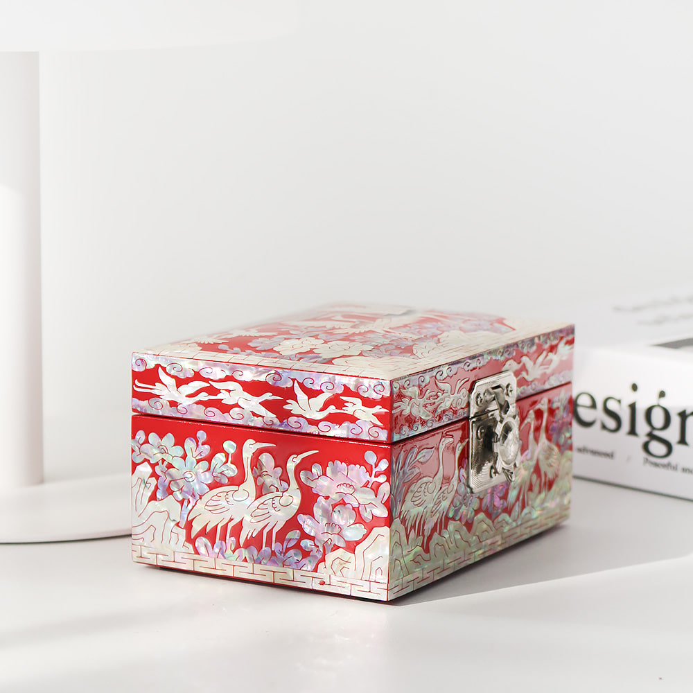 Korean Najeonchilgi Mother of Pearl Crane Pine Mini Jewelry Box 12cm - Image 12