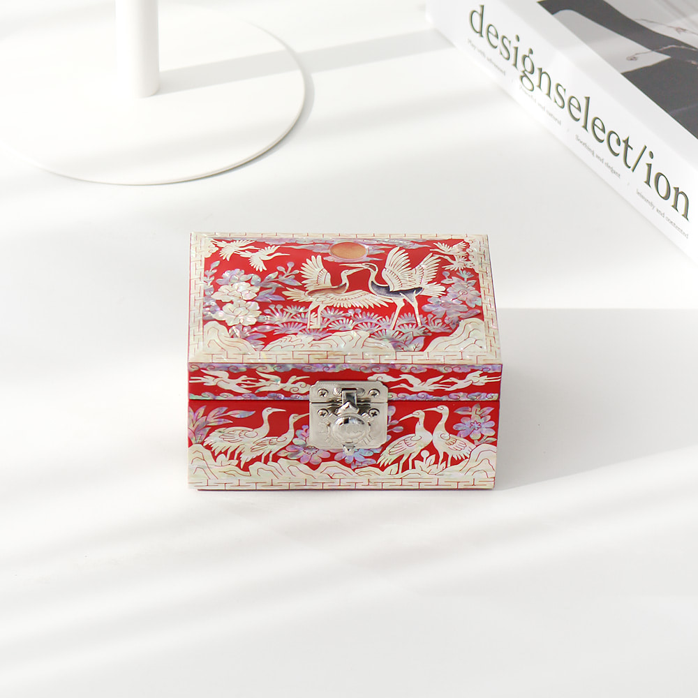 Korean Najeonchilgi Mother of Pearl Crane Pine Mini Jewelry Box 12cm - Image 6