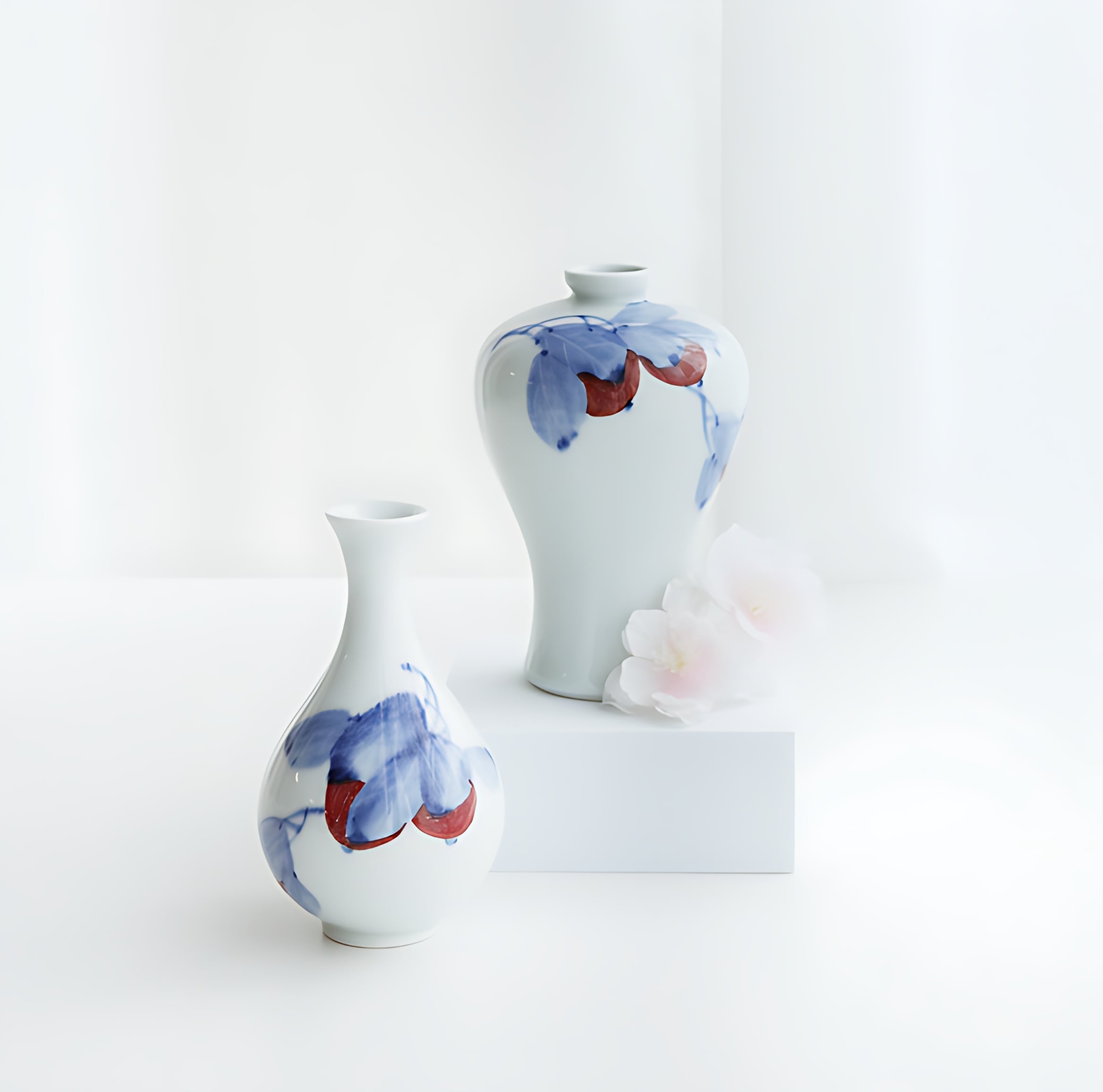 Songwol White Porcelain Jubyeong Mini Vase Fruit Traditional Korean Bottle